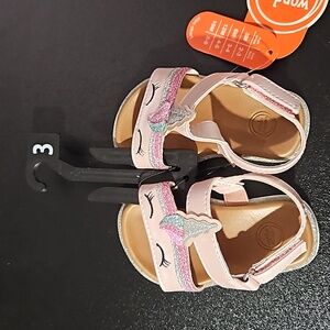 Toddler Sz 3 Unicorn Pink and Silver Sparkle Sandals NWTS
